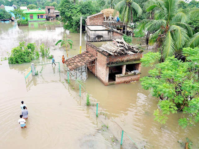 Flooded village at Satui