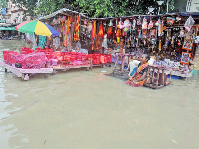 Shops submerged due to waterlogging
