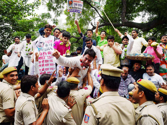 Youth Congress workers during a protest