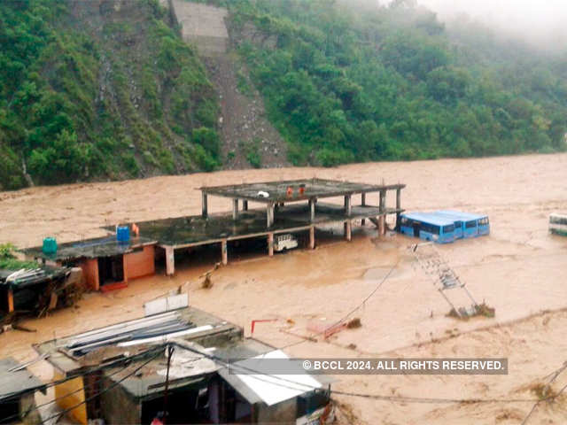 Dharampur bus station after a cloud burst