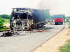 Naxals torch four tipper trucks of a private construction company in Chhattisgarh