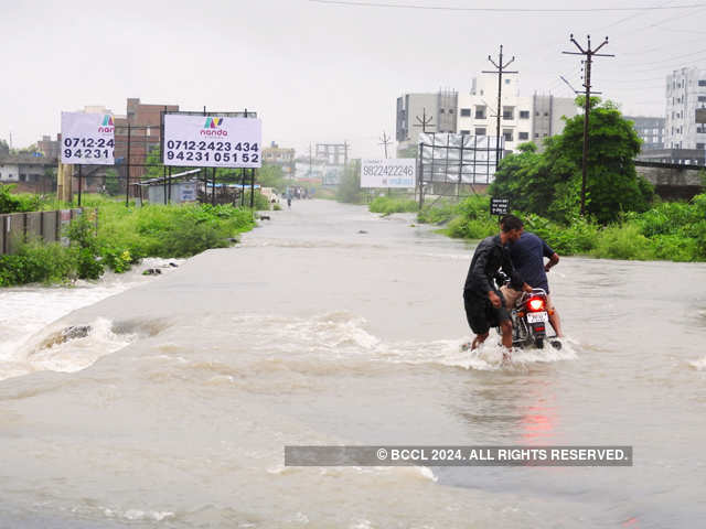 Low lying areas submerged in water