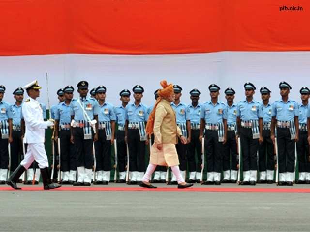 PM Modi inspecting the Guard of Honour