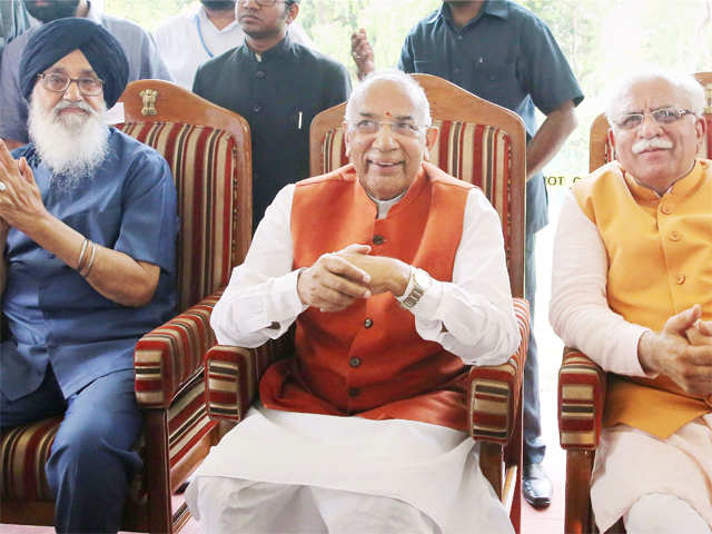 Parkash Singh Badal with Manohar Lal Khattar