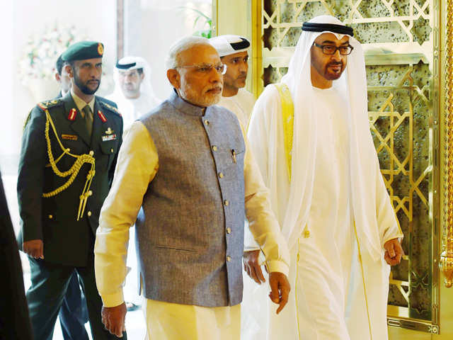 Prime Minister Narendra Modi on his arrival in Abu Dhabi