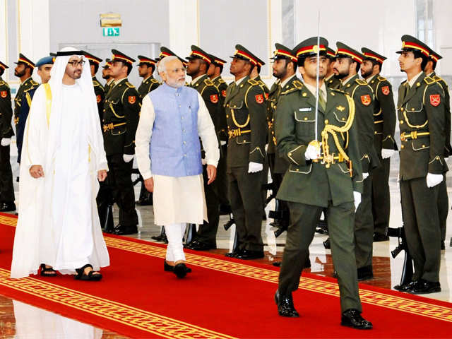 PM Modi inspecting the guard of honour