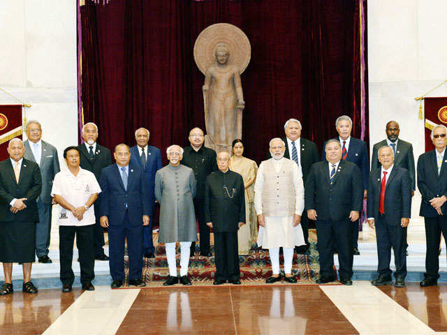 Choicest pics: 2nd Summit of Forum for India-Pacific Island Countries - Choicest pics: 2nd Summit of Forum for India-Pacific Island Countries | The Economic Times