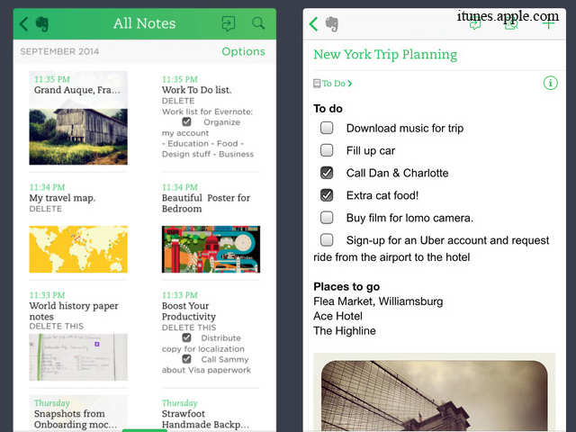 Evernote can take notes about anything
