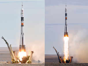 Russia's Soyuz TMA-18M rocket with three astronauts blasts off for ISS