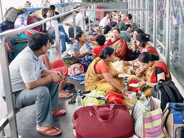 Air passengers during nation-wide strike