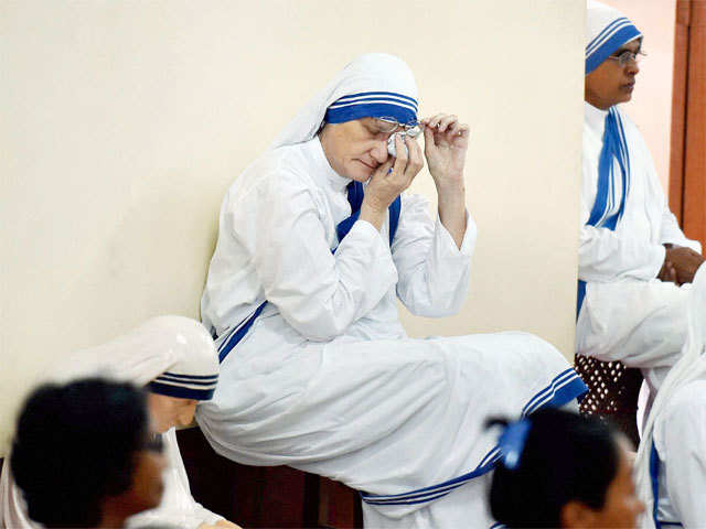 Sister Prema during a mass prayer