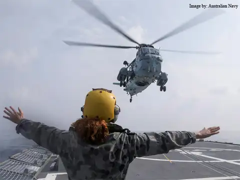 Indian Navy's chopper on HMAS Arunta