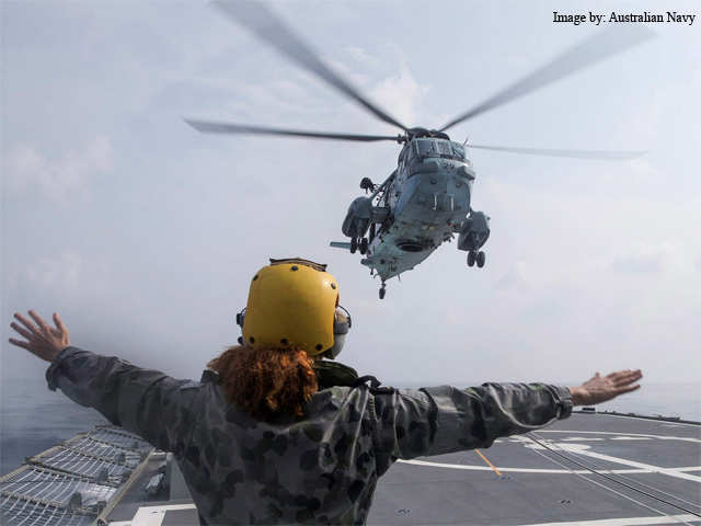 Indian Navy's chopper on HMAS Arunta