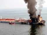 Oil tanker on fire