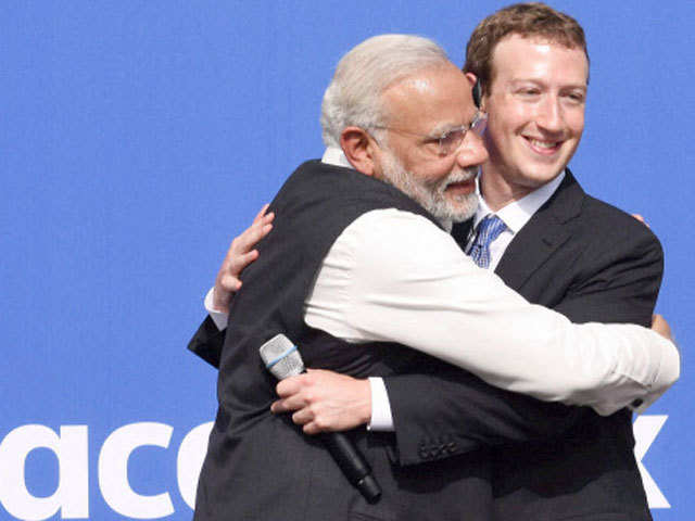 PM Modi hugs Mark Zuckerberg