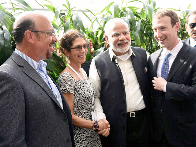 PM Modi with parents of Mark Zuckerberg