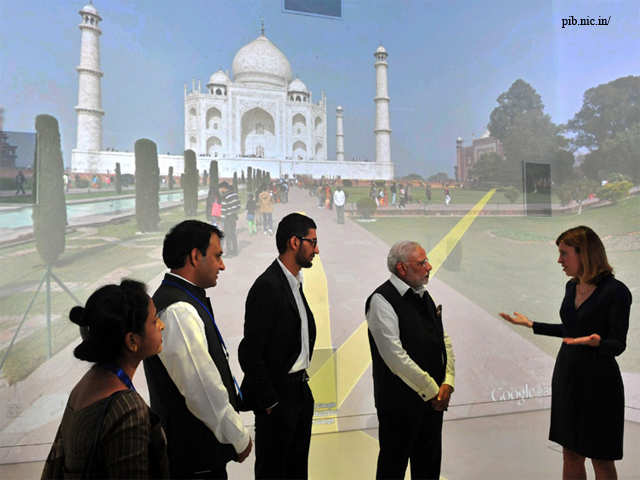 Modi during his visit to Google campus