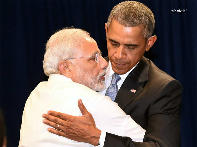 PM Modi hugs Barack Obama