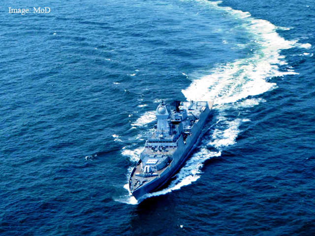 INS Kochi during its sea trials