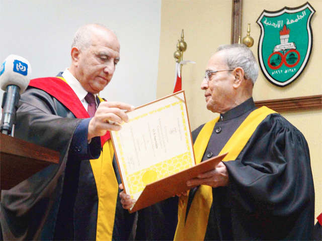 Receiving honorary doctorate in political science