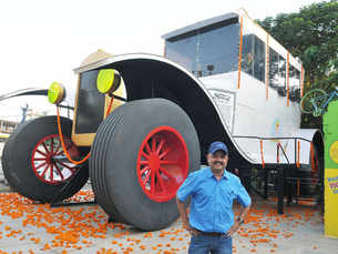 Car designer K Sudhakar attempts world record by designing 26-feet tall car