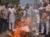 Congress activists burn Badal's effigy; one protester dies in Phagwara