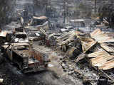 Remains of burned cars