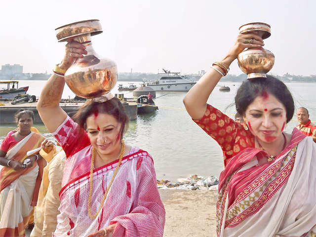 Durga idol immersion in Kolkata