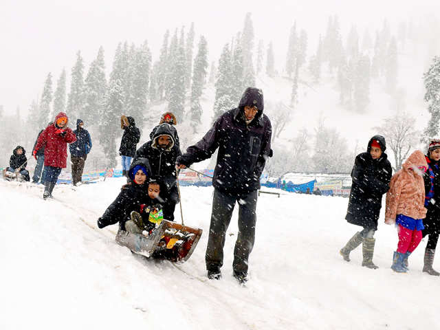Season's first snowfall in Kashmir