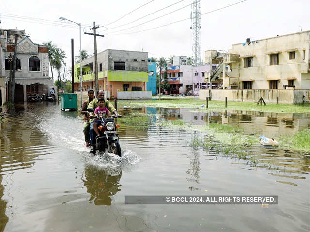 Stagnated rain water at Ellaiamman Koil