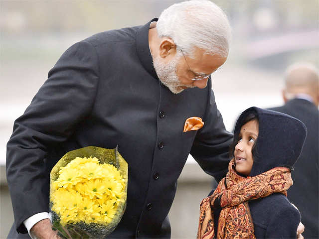 PM Modi interacts with a child