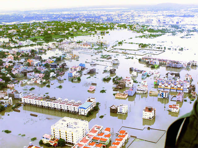 Aerial view of flood affected areas of Chennai