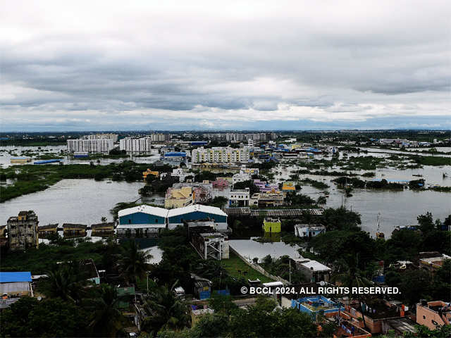 Aerial view of flood affected areas