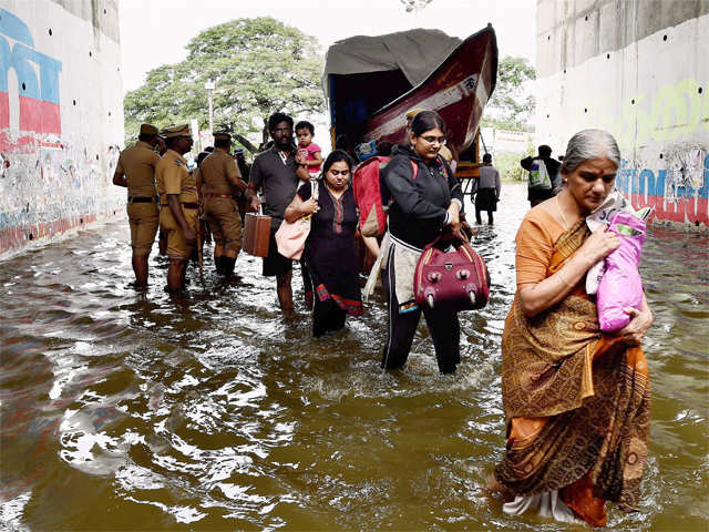 People move from their waterlogged houses