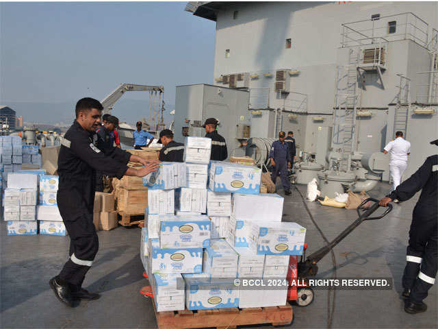 INS Shakti is loaded with supplies