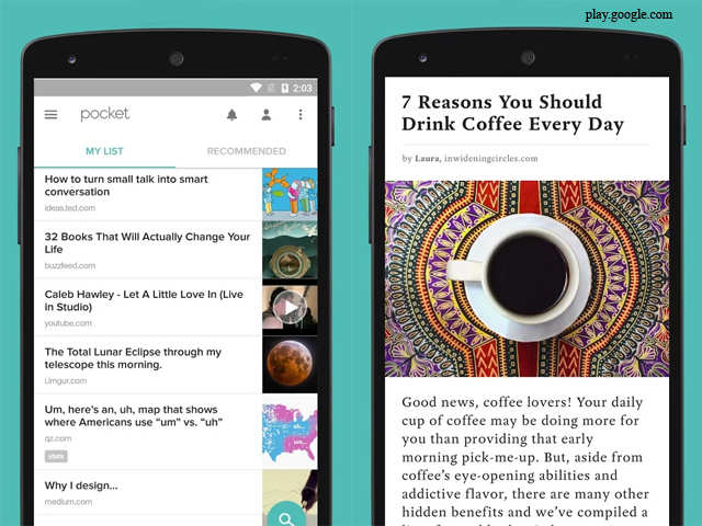 Save articles to read later with Pocket