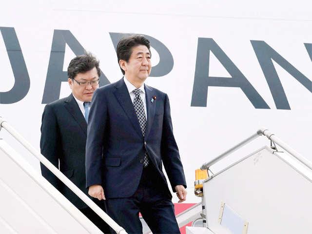 Shinzo Abe upon his arrival