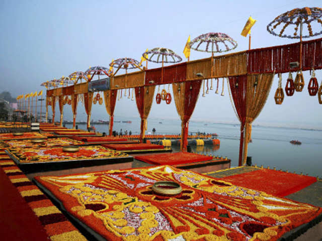 Ganga Aarti preparations in Varanasi