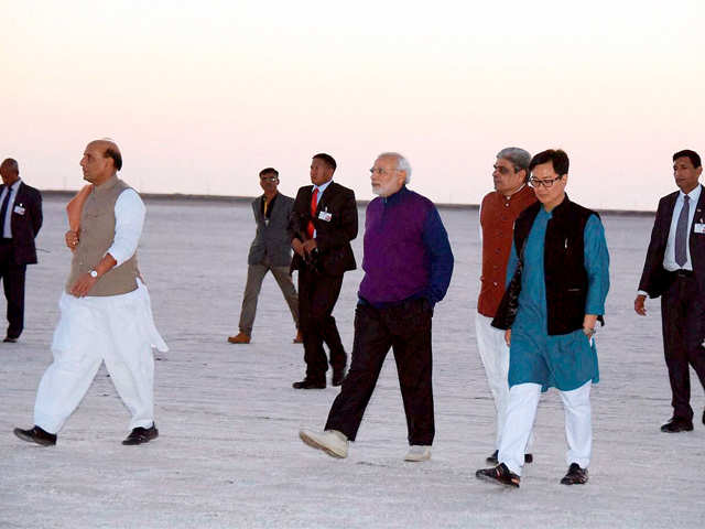 PM with Rajnath Singh, Kiren Rijiju