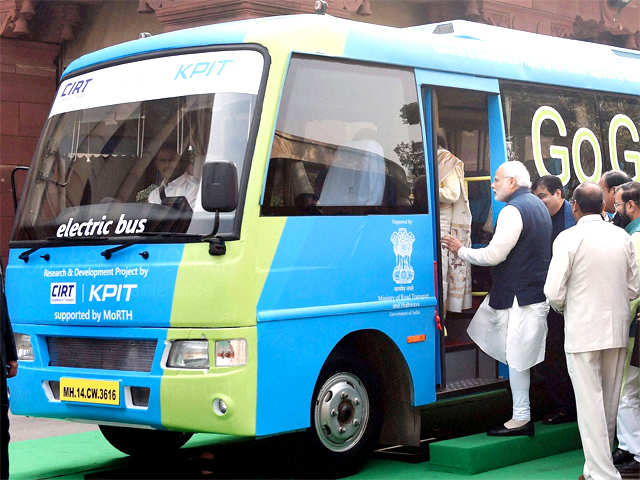 PM Modi entering the electric bus