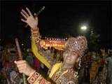 A dancer performs Garba during Navratra