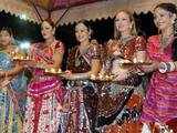 Girls perform 'aarti' on Navaratri festival in Ahmedabad