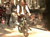 Odd-even formula: Manish Sisodia rides bicycle to office