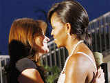 Michelle Obama greets Carla Bruni-Sarkozy