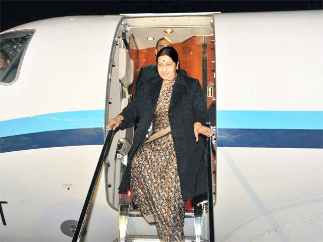 Swaraj arrives at Ben Gurion Airport