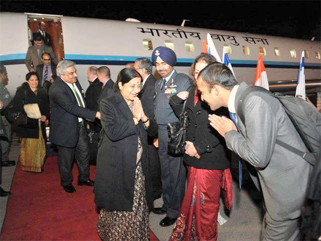 Swaraj being welcomed
