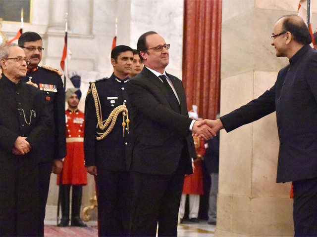 Francois Hollande with Arun Jaitley