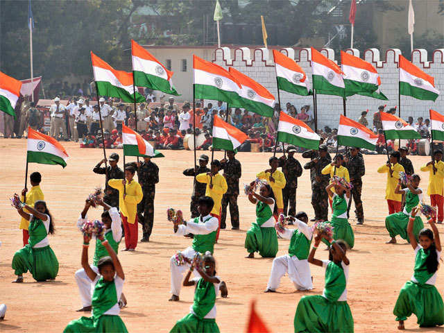 Students perform during 67th Republic Day