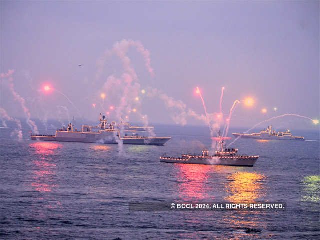 Flares from several warships