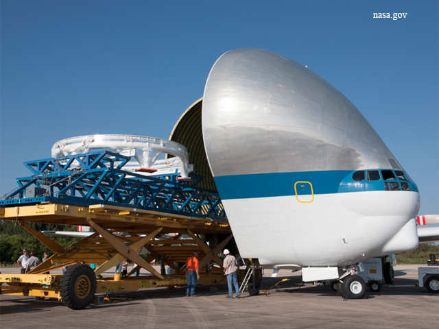 NASA's Super Guppy aircraft readies for the flight - Orion space module  gets a ride on NASA's Super Guppy aircraft